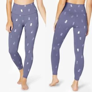 Beyond Yoga Purple Metallic Pineapple Athletic Leggings Size Large New!